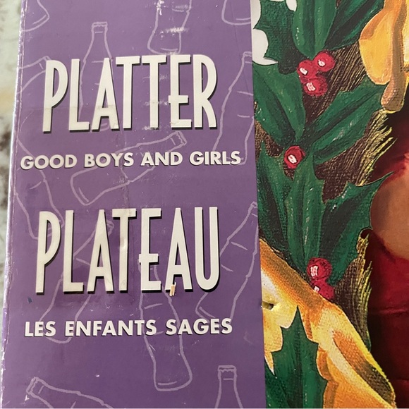 Vintage Santa Claus Holding Coca-Cola Bottle Glass Platter Good Boys & Girls 13" - Picture 7 of 9